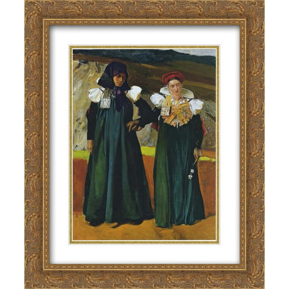 Joaquin Sorolla 2x Matted 20x24 Gold Ornate Framed Art Print 'Traditional dress from the Anso Valley'