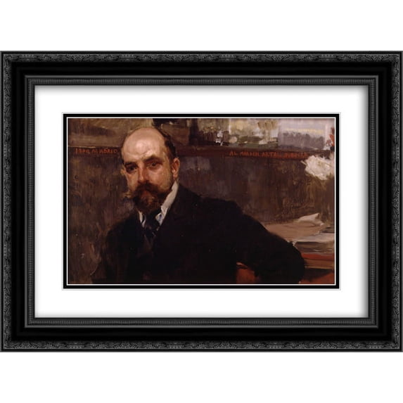 Joaquin Sorolla 2x Matted 24x18 Black Ornate Framed Art Print 'The Count of Artal'