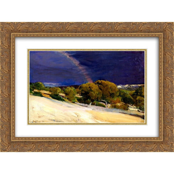 Joaquin Sorolla 2x Matted 24x20 Gold Ornate Framed Art Print 'The Rainbow'