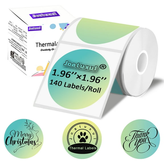Joatuxul 2 Inch Round Thermal Printer Labels for T50M/M110/M120/M220/M221, with Barcode, Shipping, Customized, 140 PCS/1 Roll, Gradient Green