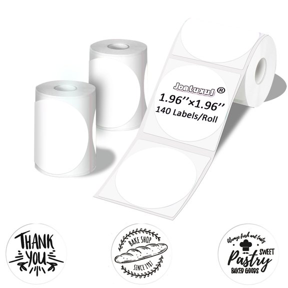 Joatuxul 2 inch Round Thermal Labels for T50M/M110/M120/M220/M221 Label Maker, Thermal Printer Labels for Barcode, Shipping, Customized, Circle Direct Thermal Stickers 420 PCS/3 Roll, White