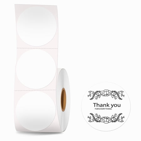 Joatuxul 2 x 2 Round Thermal Sticker Labels for Thermal Printer, 600pcs/1roll White