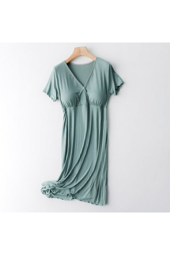 3 in 1 Delivery/Labor/Maternity/Nursing Nightgown Hospital Gowns for Women Labor Delivery Short Sleeve Breastfeeding Ribbed Sleep Dress