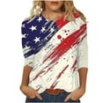 thumbnail image 1 of Joau 4th of July Womens Tops, Summer Casual 3/4 Sleeve Crewneck Shirts American Flag Patriotic Tees Tunic Blouses, 1 of 5