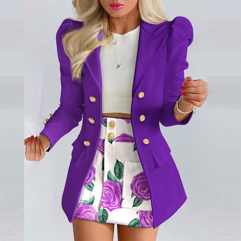 Joau Blazer Sets Women Piece Outfits, Long Sleeve Lapel Blazer