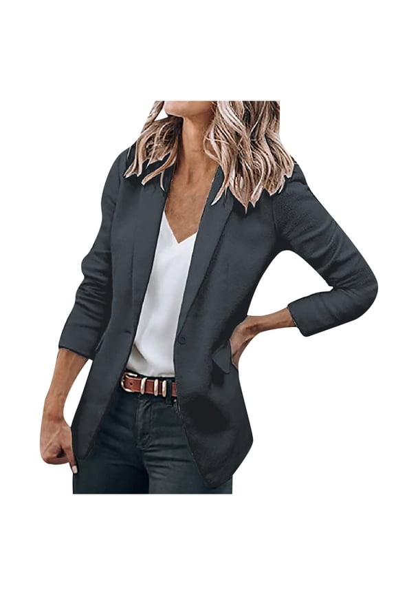 Blazers for Women Business Casual Open Front Long Sleeve Lapel Button Work Office Blazer Jackets Summer Blazers for Women Lightweight