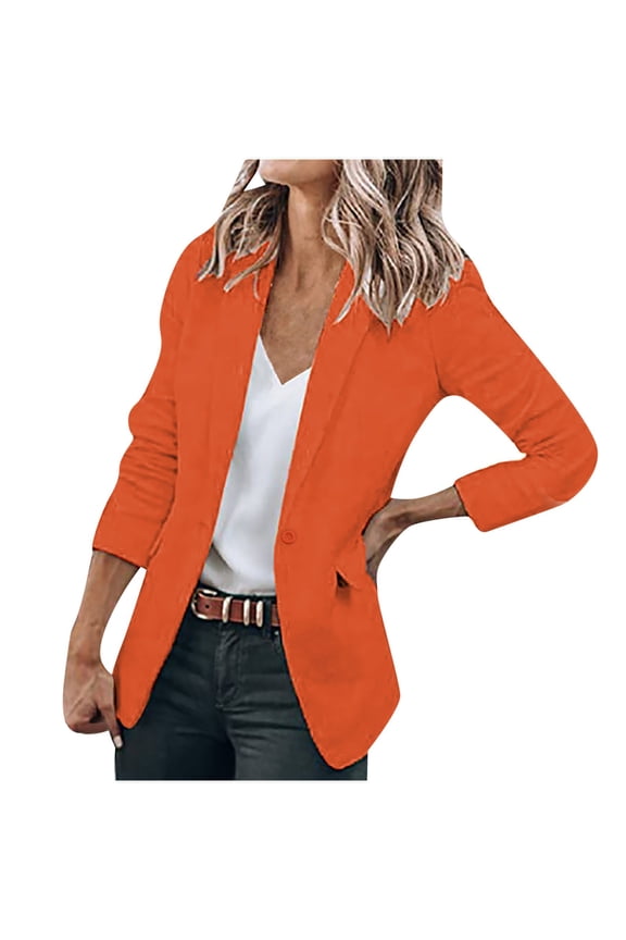 Blazers for Women Business Casual Open Front Long Sleeve Lapel Button Work Office Blazer Jackets Summer Blazers for Women Lightweight