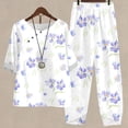 thumbnail image 1 of Joau Casual 2 Piece Outfits for Women Loose Fit Lounge Matching Sets Short Sleeve Top & Wide Leg Pants Workout Tracksuits Set Streetwear, 1 of 4
