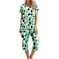 thumbnail image 1 of Joau 2 Piece Outfits for Women Casual Loose Fit Lounge Sets Short Sleeve Crewneck Top & Capri Pants Tracksuits Set Sleepwear, 1 of 7