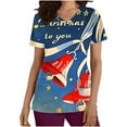 Joau Christmas Scrubs for Women, Short Sleeve V Neck Xmas Holiday