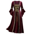 thumbnail image 1 of Joau Halloween Renaissance Velvet Princess Dress for Women Medieval Costumes Evening Formal Ball Gowns Gothic Court Vintage Dress Flare Sleeve Lace Up Cocktail Dresses, 1 of 5