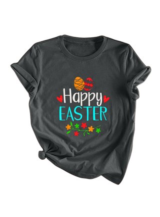  Happy Easter Shirts for Women Bunny Graphic T-Shirt Funny  Letter Printed Christian Short Sleeve Tee Tops Y2k Clothing : Sports &  Outdoors