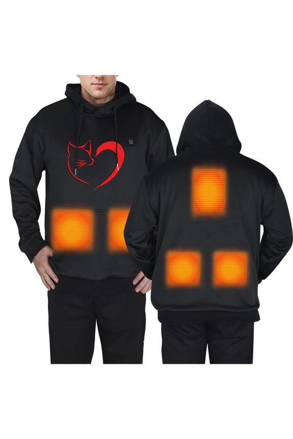 Heated Hoodie for Men Women, USB Electric Unisex Heated Jackets Hooded Pullover Sweatshirts Thick Warm Casual Lightweight Heating Coat with 5 Heating Zones