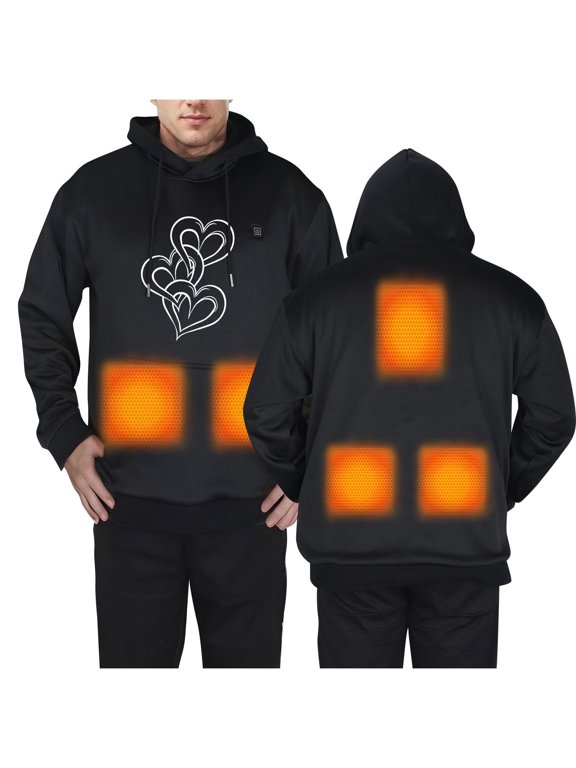 Heated Hoodie for Men Women USB Rechargeable, Unisex Heated Hooded Pullover Sweatshirts Thick Warm Long Sleeve Casual Lightweight Heating Coat with 5 Heating Zones