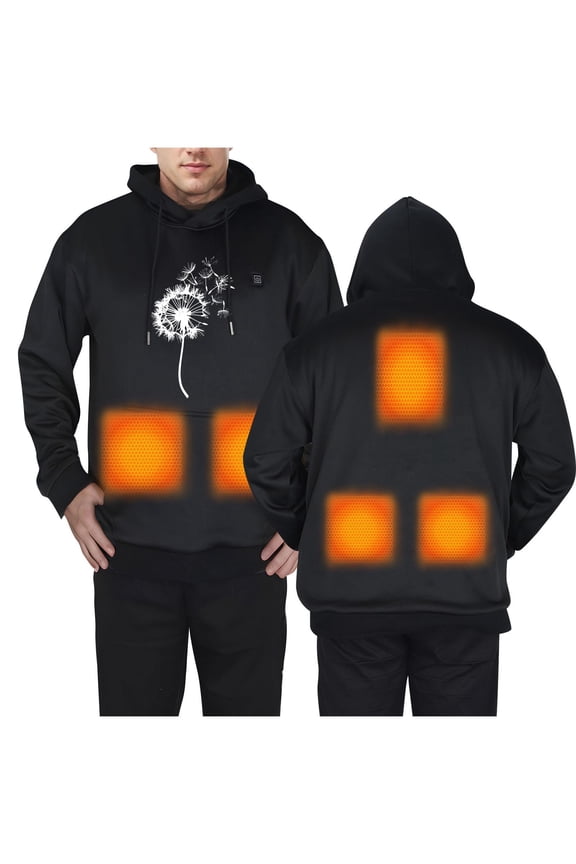 Heated Hoodie for Men Women USB Rechargeable, Unisex Heated Hooded Pullover Sweatshirts Thick Warm Long Sleeve Casual Lightweight Heating Coat with 5 Heating Zones