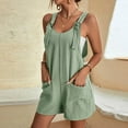 thumbnail image 1 of Joau Jumpsuits for Women Summer Dressy Casual Solid Color Sleeveless Spaghetti Strap Romper Loose Short Baggy Overalls Wide Leg Jumpsuit with Pockets, 1 of 7