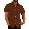 thumbnail image 1 of Joau Linen Shirts for Men Casual Short Sleeve Button Down Dress Shirts with Pockets Holiday Beach Shirt Hawaiian T Shirts Lightweight Tops for Men, 1 of 7