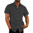 thumbnail image 1 of Joau Linen Shirts for Men Casual Short Sleeve Button Down Dress Shirts with Pockets Holiday Beach Shirt Hawaiian T Shirts Lightweight Tops for Men, 1 of 7