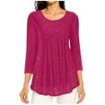 thumbnail image 1 of Purcolt Women's Sparkly 3/4 Sleeve Shirts Crew Neck Sequin Glitter Pleated Flowy Tunic Tops Dressy Casual Loose Fit Peplum Blouses S-3XL, 1 of 6