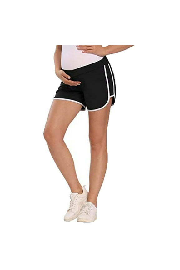 Maternity Workout Shorts Quick Dry Underbelly Running Yoga Athletic Shorts with Pockets Pregnancy Summer Loose Fit Short Pants
