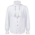 thumbnail image 1 of Joau Men's Stand Collar Lace Ruffles Dress Shirts Steampunk Gothic Pirate Shirt Medieval Renaissance Costume Tops for Halloween Cosplay, 1 of 8