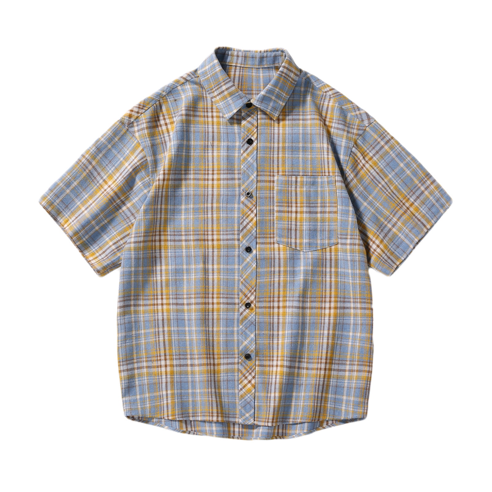 Men's Full Size Openwork Button Down Short Sleeve Shirt Plus Size