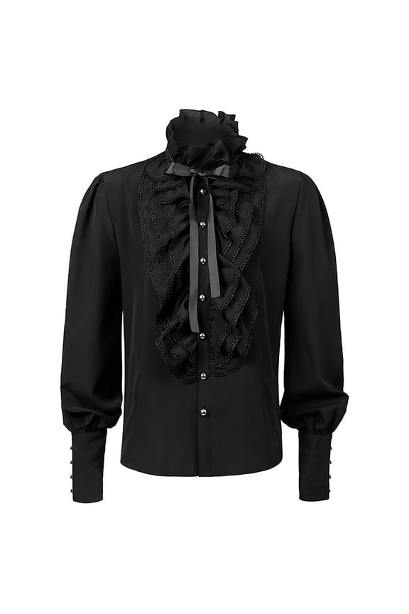 Mens Button Down Lace Ruffled Dress Shirt