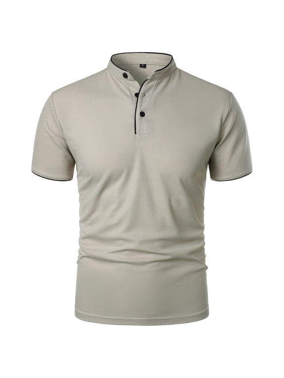 Mens Golf Shirt Short Sleeve Moisture Wicking Golf Shirt Casual Solid Performance T-Shirts Collared Athletic Tennis Shirt