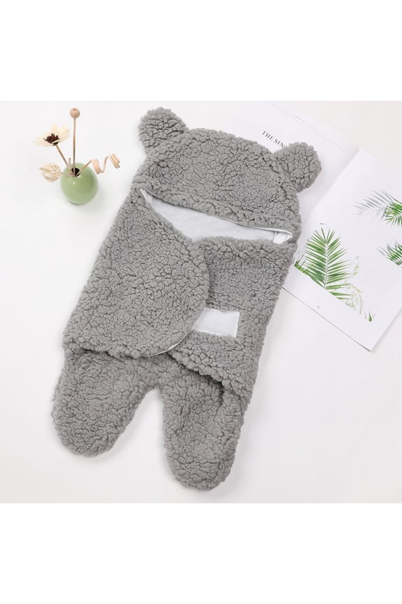 Newborn Baby Girls Boys Cute Bear Fleece Footie Bunting Snowsuit Toddler Infant Hooded Plush Footed Jumpsuit Romper Winter Fall Warm Coat Outfits 0-6Months