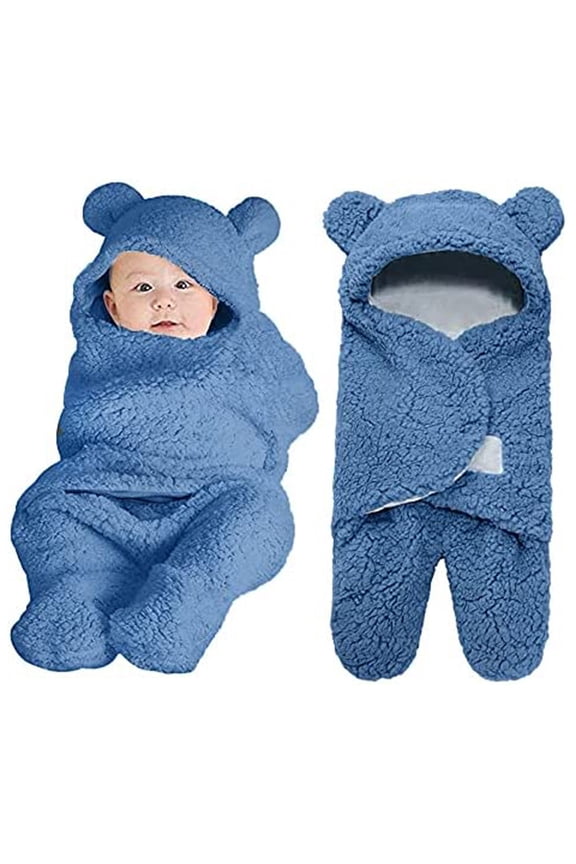 Newborn Baby Girls Boys Cute Bear Fleece Footie Bunting Snowsuit Toddler Infant Hooded Plush Footed Jumpsuit Romper Winter Fall Warm Coat Outfits 0-6Months