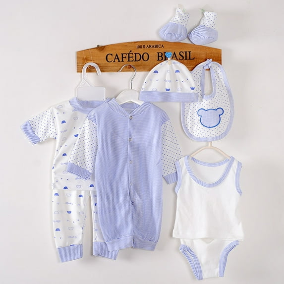Joau Newborn Infant Clothes & Accessories Set 8 Piece Baby Boy Girl Short Sleeve/Tank Tops+Long Pants+Romper+Bottom+Hat+Bib+Sock Shose Outfits Set for 0-3Months