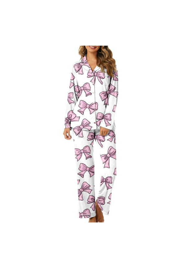 Pajamas for Women Set Long Sleeve Button Down Sleepwear Soft Pjs Sets 2 Piece Lounge Sets with Pocket