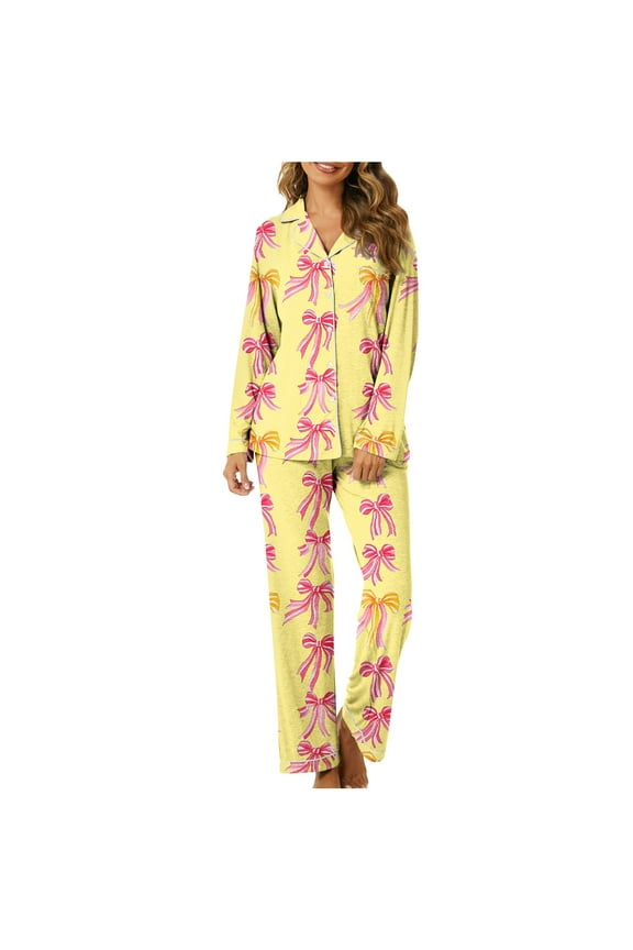 Pajamas for Women Set Long Sleeve Button Down Sleepwear Soft Pjs Sets 2 Piece Lounge Sets with Pocket
