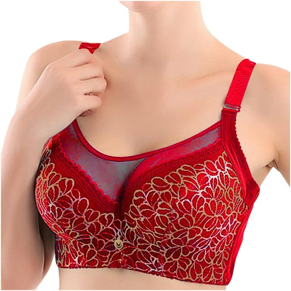 Joau Plus Size Lace Mesh Push Up Bras for Women, Comfort Full-Coverage Wireless Seamless T Shirt Bra Lightly Lined Breathable Bralettes with Adjustable Straps Everyday Underwear