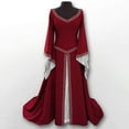 thumbnail image 1 of Joau Renaissance Medieval Dress for Women Halloween Flared Sleeve Wide Neck Bodycon Retro Ball Gowns Gothic Court Vintage Maxi Dress Corset Cocktail Dresses Cosplay Costume, 1 of 3