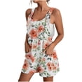 thumbnail image 1 of Joau Shorts Rompers for Women Summer Dressy Sleeveless Spaghetti Strap Wide Leg Jumpsuits Retro Print Vacation Beach Overalls with Pockets, 1 of 5