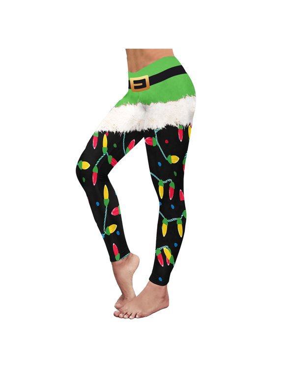 Ugly Christmas Leggings for Women, High Waisted Tummy Control Buttery Soft Workout Athletic Yoga Leggings Festive Holiday Themed Comfy Tights Pants