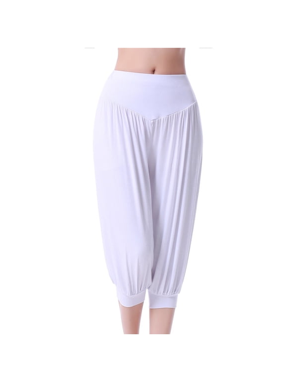 Women's Casual Lantern Tapered Harem Capri Pants Loose Fit Yoga Cropped Trousers Summer High Waist Baggy Sweatpants Comfy Lounge Jogger