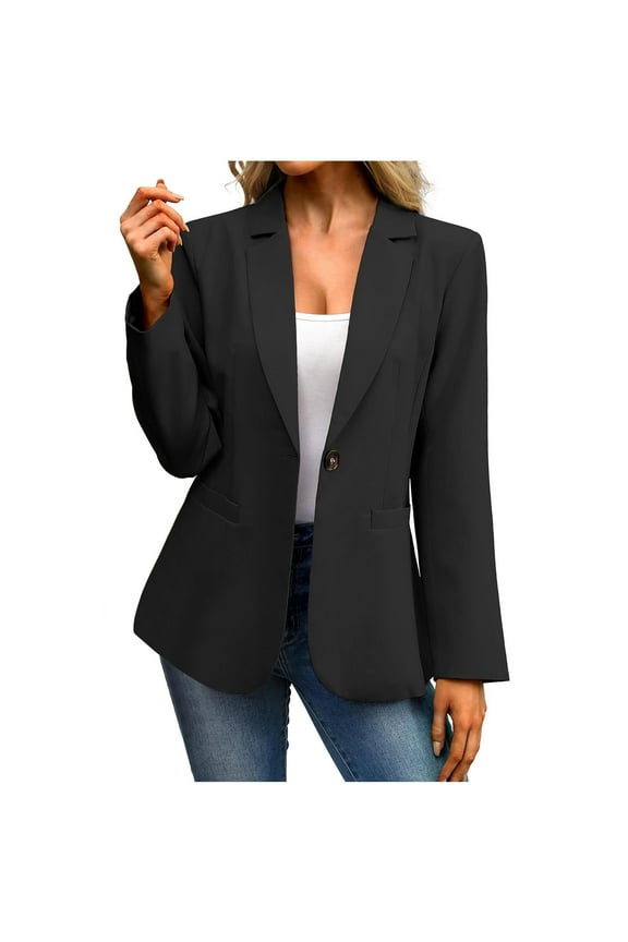 Women's Casual Dressy Blazer Lapel One Button Comfy Lightweight Blazers Suit Jackets Work Office Blazers for Women Business Casual