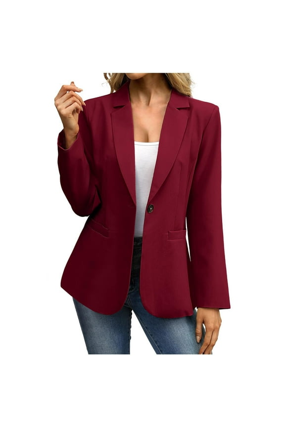 Women's Casual Dressy Blazer Lapel One Button Comfy Lightweight Blazers Suit Jackets Work Office Blazers for Women Business Casual