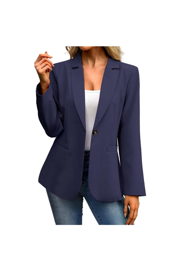 Women's Casual Dressy Blazer Lapel One Button Comfy Lightweight Blazers Suit Jackets Work Office Blazers for Women Business Casual