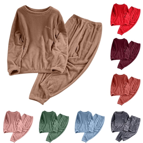 purcolt Women's Coral Fleece Pajama Sets Loungewear Soft Comfy Pjs Set Winter Warm Plush 2 Piece Lounge Sets Sleepwear