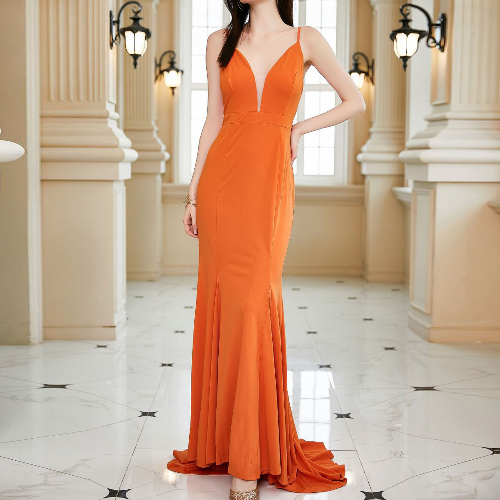 Joau Women's Deep V Neck Sleeveless Adjustable Spaghetti Strap Bodycon