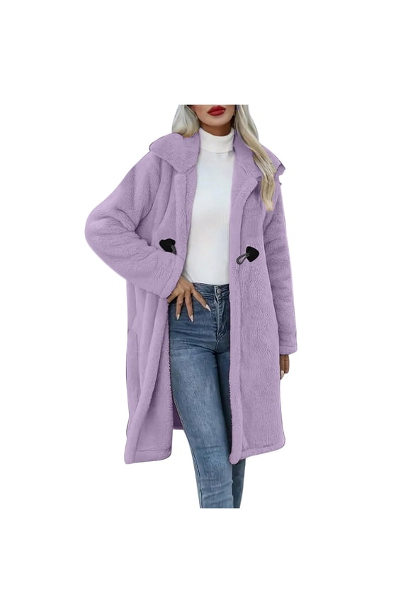 Women's Fuzzy Fleece Long Jackets Lapel Open Front Oversized Cardigan Sweaters Plush Teddy Coat Soft Warm Winter Outerwear