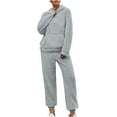 thumbnail image 1 of Joau Women's Fuzzy Fleece Pajamas Sets Loungewear Long Sleeve Pocket Pullover Hoodies and Jogger Pants Set 2 Piece Winter Soft Warm Sleepwear, 1 of 6