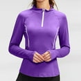 thumbnail image 1 of Joau Women's Long Sleeve Shirts Solid Color Zipper Turndown Collar Slim Fit Tee Shirts Sun Protection Quick Dry Lightweight Outdoor Tops for Hiking Fishing Workout, 1 of 9