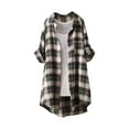thumbnail image 1 of Joau Women's Plaid Hooded Shirt Jackets with Pockets Casual Long Sleeve Zip Up Hoodie Blouse Tunic Top Winter Fall Warm Coat Outerwear, 1 of 3