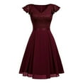thumbnail image 1 of Joau Women's Retro Floral Lace Cocktail Dress V Neck A Line Swing Bridesmaid Midi Dress Vintage Elegant Wedding Guest Dress Homecoming Dresses, 1 of 5