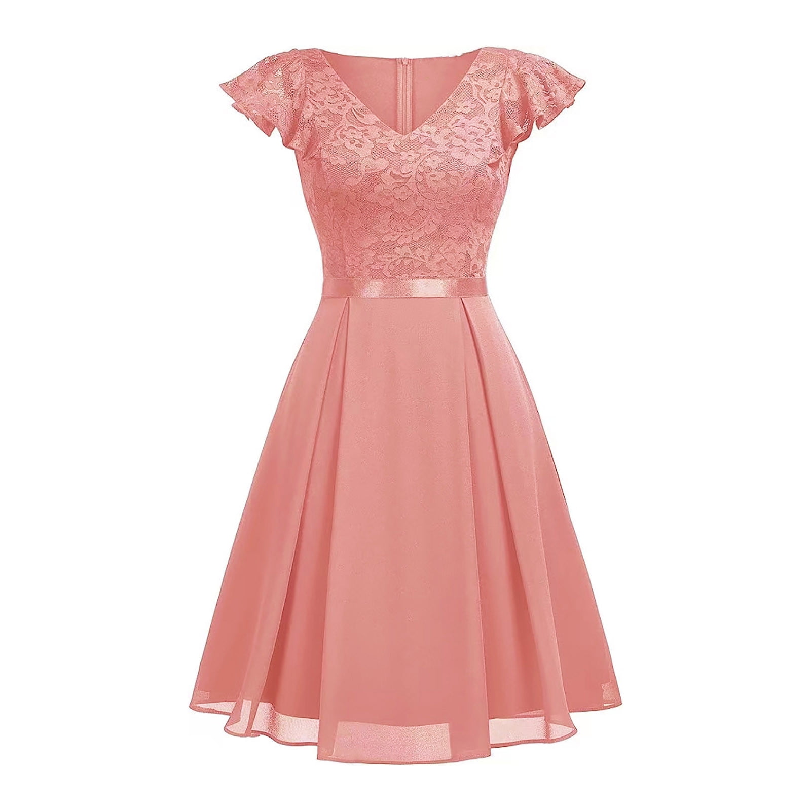 amazon ladies dresses Hot Pink Strapless A-line Floral Long Prom Dress with Slit main image 1