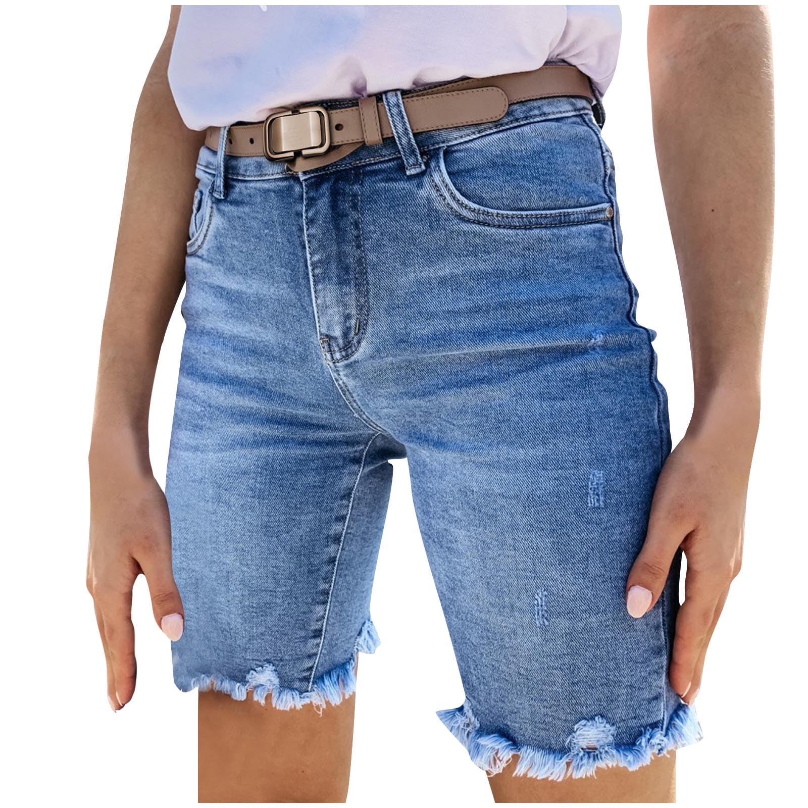 Women's Shorts Hot Pants Denim White Black Mid Waist Fashion Casual / Sporty